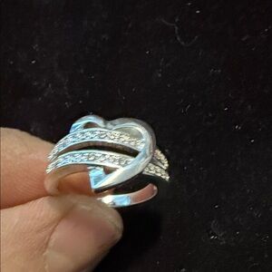 Elegant sterling Silver and real diamonds Heart Ring